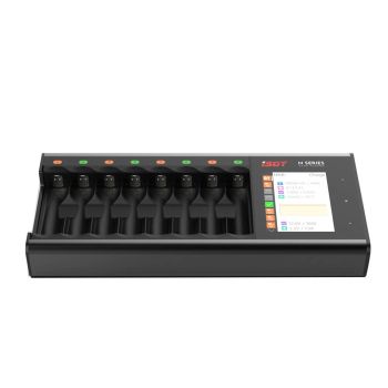 Cargador rápido de baterías ISDT N8 de 18W 1.5A y 8 ranuras con pantalla LCD para baterías LiIon LiHv Life NiMh Nicd Niz