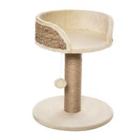 pawhut arbol rascador para gatos pequeno 49 cm torre para gatos con poste de yute cama y bola colgante 40x40x49 cm cafe