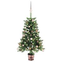arbol de navidad artificial con luces y bolas verde 90 cm vidaxl