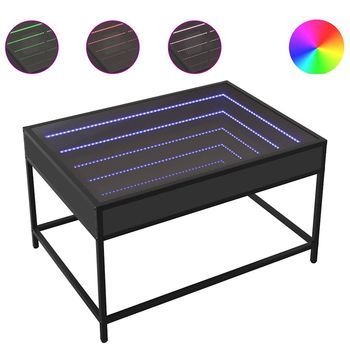 Mesa De Centro Con Infinity Led Negro 70x50x41 Cm Vidaxl