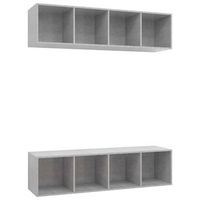 muebles de salon de pared 2 uds  mueble tv madera ingenieria gris hormigon cfw29549