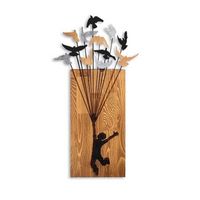 decoracion pared de madera flying boy 2 nogal negro 45x86 cm