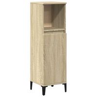 armario de bano madera contrachapada roble sonoma 30x30x100 cm vidaxl