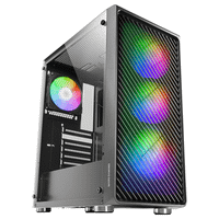 caja atx semitorre mars gaming mc-f black frontal metal mesh 3 ventiladores argb 120mm 1 trasero lateral de cristal templado sin fuente de alimentaci