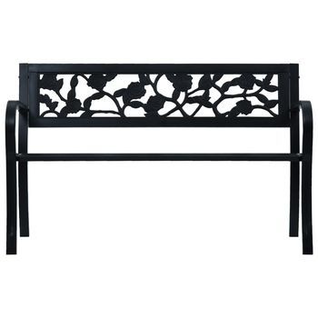Banco De Jardín | Banco De Exterior | Silla De Jardín Acero Negro 125 Cm
