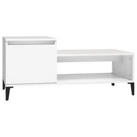 mesa de centro 100x50x45 cm madera y metal trabajados - blanco