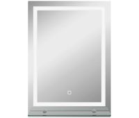 kleankin espejo de bano con luces led 50x70 cm espejo de pared 3 colores de luz brillo regulable estante de vidrio funcion de memoria interruptor tactil ip44 vertical