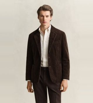 Gant para hombre. 7706387 Chaqueta de traje de pana marrón oscuro (52), Algodón, Clásico