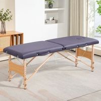 camilla de masaje de pvc madera homcom 186x60x61-87 cm purpura