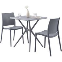 conjunto de muebles de jardin amino con 2 sillas plastico gris 72x156x81 cm clp