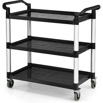 Carro Cocina De 3 Niveles, Carro De Servicio Con Asas Humanizadas, Ruedas Flexibles Costway 160x40x2 Cm Negro