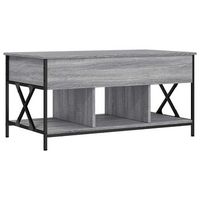 mesa de centro 100x55x50 cm madera y metal trabajados - gris