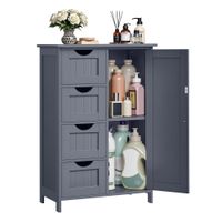 armario de bano estrecho comoda con cajones estante ajustable gris oscuro  con 4 cajones 30p x 55a x 82a cm
