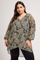 yours london camisa cruzada verde y rosa estampado animal mujer curvy y tallas grandes yours london