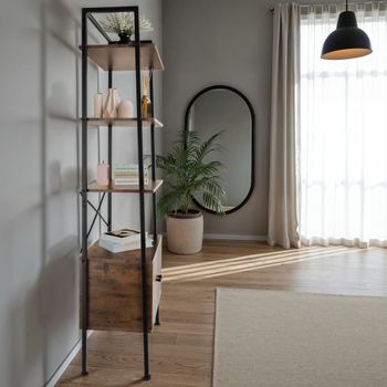 Estantería industrial 4 baldas 2 armarios 57,5x34x173 cm madera oscura