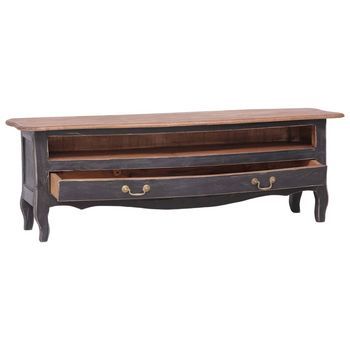 Mueble Para Tv De Madera Maciza Reciclada Negro 120x30x40 Cm