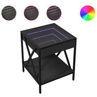 mesita de noche  mesilla de noche con infinity led negra 40x40x49 cm