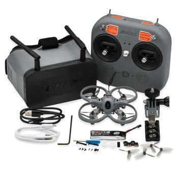 Emax Tinyhawk Lite Análogo de 75 mm 1S RTF RC FPV Drone de Carreras con Transmisor E8 y Gafas Transporter II para Princi