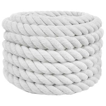 Cuerda De Algodón 60 Mm 10 M Blanco 100% Algodón Vidaxl