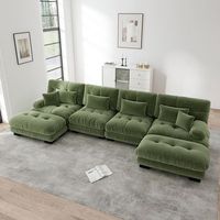 sofa modular esquina 4 plazas con chaise longue movil felpilla verde confort nube combinacion diy