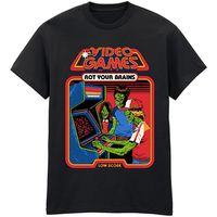 steven rhodes camiseta video games rot your brains para mujer