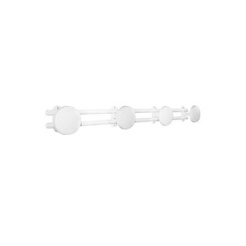 Perchero de pared con 4 ganchos de metal blanco, 59 x 6,5 x 6,5 cm