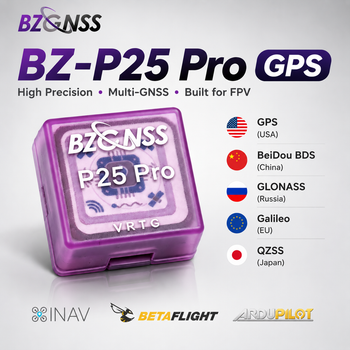Sistema GNSS BZGNSS P25 Pro de Alta Ganancia, Optimizado para una Conexión Estable con Antena de Cerámica de 25x25 mm para una Penetración Extrema de la Señal