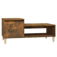 mesa de centro con compartimento de almacenaje diseno rustico 100 x 50 x 45 cm madera de ingenieria marron dec038329