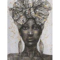 cuadro mujer africana frente 90x120x3 cm