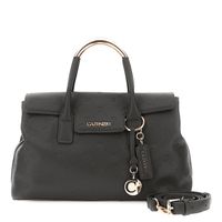 bolso de piel sintetica con solapa y asas tubulares black