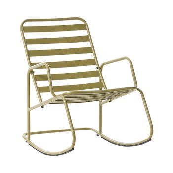 Silla Mecedora Moderna De Metal Para Jardín Diseño De Listones Exterior Aluminio Verde Oliva Turi