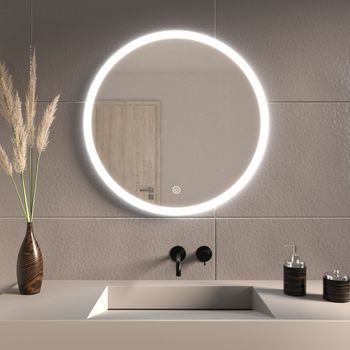 Espejo De Baño Con Luz Led 60 Cm, Redondo, Antivaho, 3 Colores Dimmable - Lomazoo Seattle