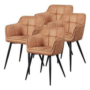 Set De 4 Sillas De Comedor Birmingham Con Reposabrazos 81x57x53 Cm - Marrón [en.casa]