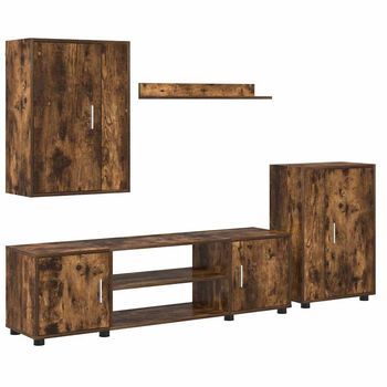 Juego De Mueble De Tv De 4 Piezas 4 Piezas Roble Ahumado
