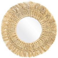 espejo de pared - diseno redondo boho bali 56 cm - ais madera natural