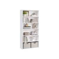 libreria estanteria abierta de varios niveles para sala estudio comedor blanco nube  6 niveles 80a x 1607a cm