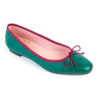 bailarina plana piel verde y granate - modelo sabrina