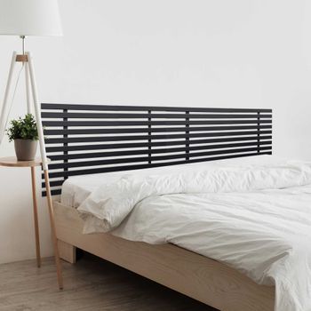 Dhome Cabecero De Madera Reciclada Dm Para Camas De 220 Estilo Palet Japones Dual Dividido En 2 Piezas Cama Palet Herrajes Incluidos (220cm Dual, Negro Sólido)