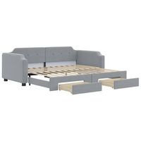 cama individual  cama para adultos  sofa cama nido con cajones tela gris claro 80x200 cm