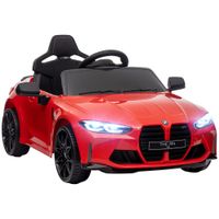 aiyaplay coche electrico para ninos bmw m4 sonido y luces 3-5 kmh incl control remoto para 3-5 anos rojo   aosom espana
