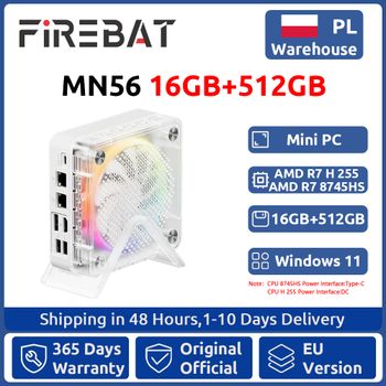 Firebat Mn56 Mini PC Windows 11 AMD R7-8745HS DDR5 16GB+512GB SSD/AMD R7 H255 LPDDR5 24GB+1TB SSD 8 Núcleos Computadora de Escritorio BT 5.2 WiFi6 HDMI Tipo-C USB