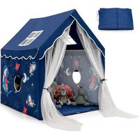 tienda campana infantil costway  121 x 105 x 137 cm azul ventanas de malla transpirable