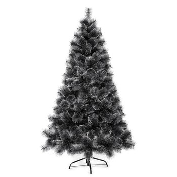Solagua Árbol De Navidad Artifiicial Pino Hoja De Aguja De 150cm 160 Ramas, Negro Con Nieve, Abeto Artificial Ignífugo Con Hojas De Aguja Y Soporte