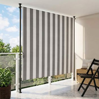 Cortina Enrollable - Para Exterior - Poliéster Y Aluminio - Antracita Y Blanco (120x270cm)
