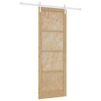 Puerta Corredera Natural Y Blanco 83 X 232 Cm Vidaxl
