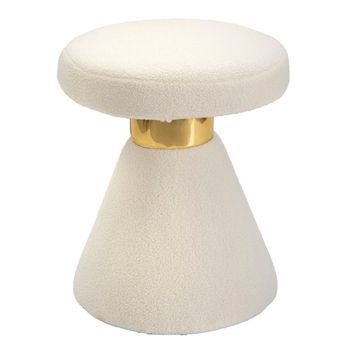 Mesita De Tela Acolchada Blanca Y Dorada Ø Cm 42x51