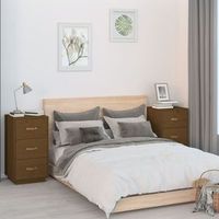 set de 2 mesitas de noche - mueble para dormitorio - madera de pino - marron miel 40x40x75cm