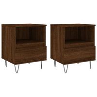 pack 2 uds mesitas noche  mesa auxiliar  mesilla madera ingenieria marron roble 40x35x50 cm