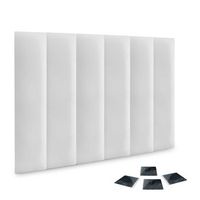 dhome juego de 6 paneles tapizados de polipiel premium pack autoadhesivos para pared acusticos absorbentes proteccion blanco 60x30cm x6