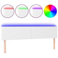 cabecero con led cuero sintetico blanco 180x5x7888 cm